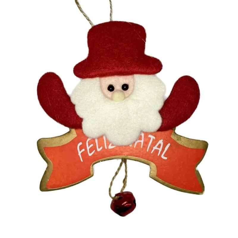 Enfeite Decorativos de Natal com Placa e Sino Papai Noel - Casambiente NATAL109-Noel
