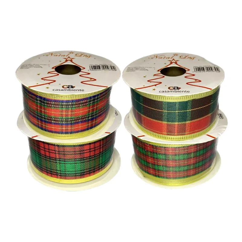 Kit 4 Rolos Fita Juta Xadrez 2,7M X 3,8Cm Casambiente