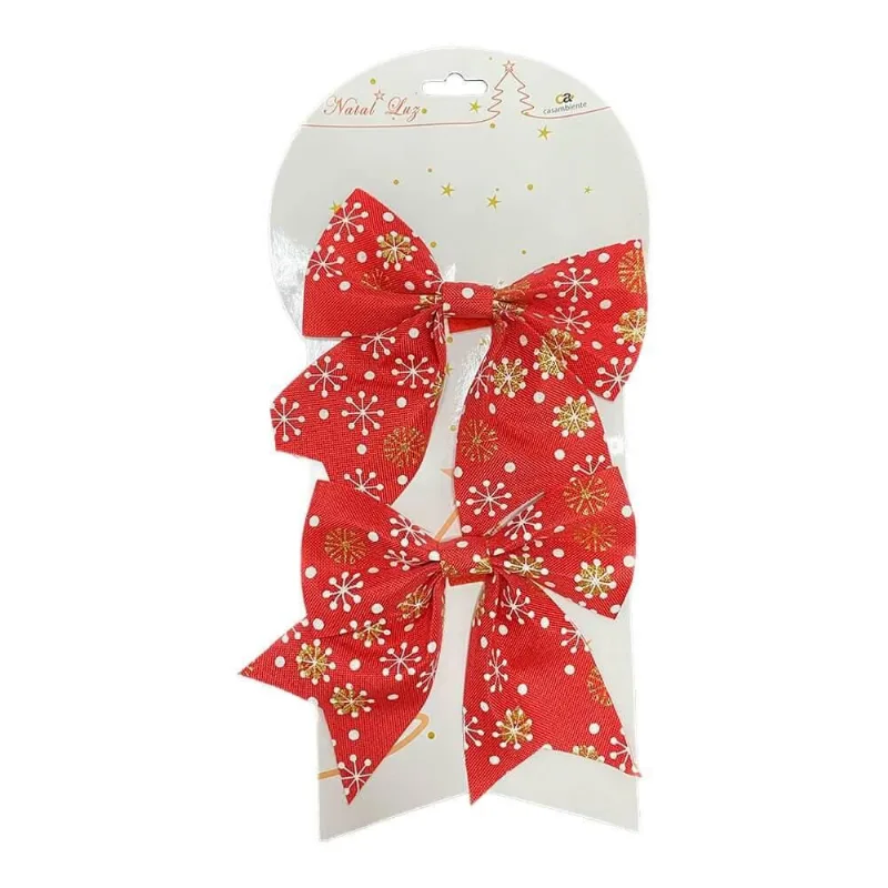Laços Natalinos Decorativos 2 peças Vermelho - Casambiente NATAL130-V