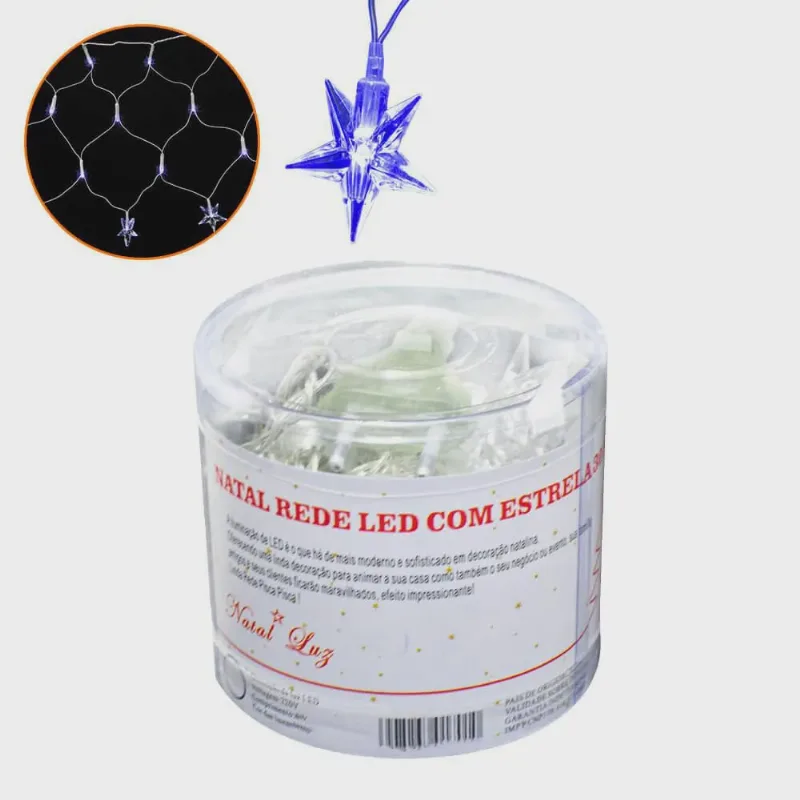 Pisca Pisca Natal Rede com Estrela Led Azul 120 Lâmpadas 127V - Casambiente