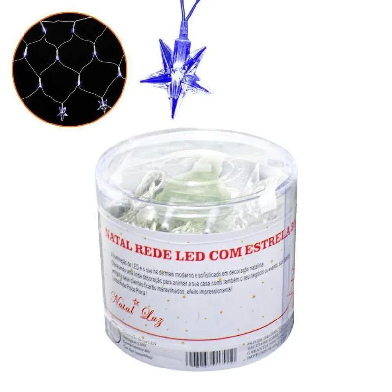 Pisca Pisca Natal Rede Estrela Led Azul 120 Lâmpadas 220V