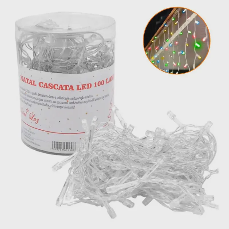 Pisca Pisca Natal Cascata Led Colorido 100 Lâmpadas 220V - Casambiente