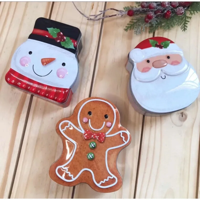 3 Latas Decorativa Papai Noel Biscoito De Natal Boneco Neve