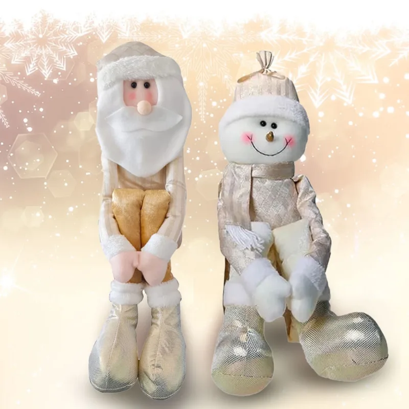 Kit 2 Bonecos Decorativos Papai Noel E Boneco De Neve