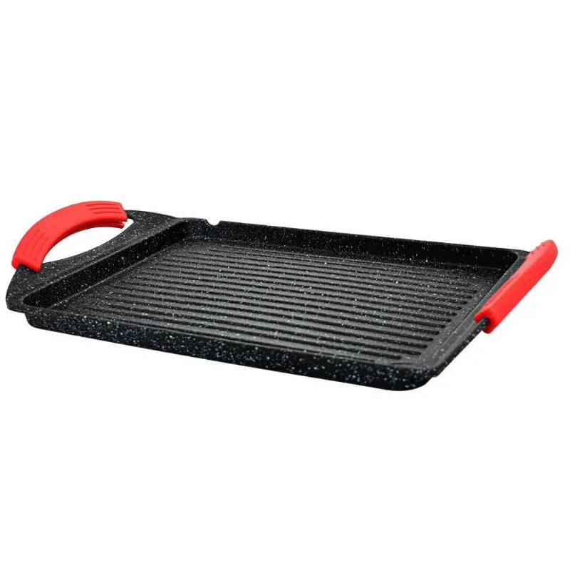 Chapa para Fogão e Indução Grelha Antiaderente Cerâmica Preto 26x34cm - Casambiente