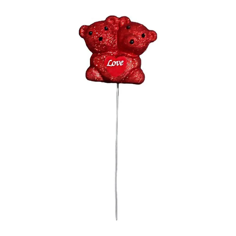 Mini Urso Casal Vermelho Com Glitter