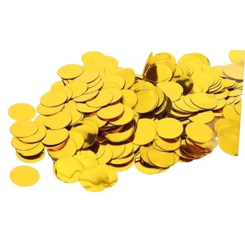 Confete metalizado redondo - dourado - Pacote com 15g.