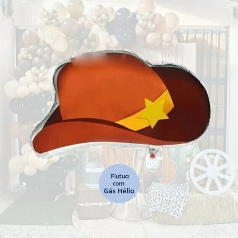 Balão Chapéu Cowboy /Peão no Rodeio /Vaqueiro - 52 x 65 cm - Animare - Valor Unitário