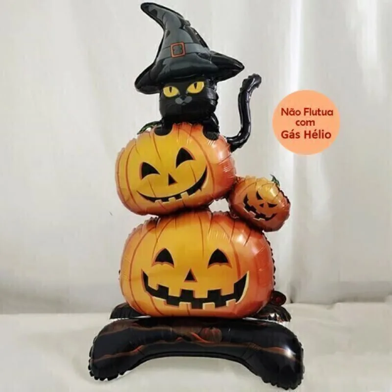 Balão Halloween - Trio Abóbora com Gato - 68cm x 140cm - Animare - Valor Unitário - Animale - Brinquedos
