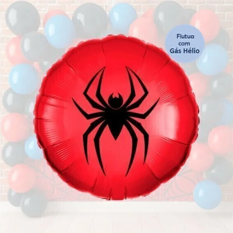 Balão Metalizado Vermelho - Aranha - 45cm x 45 cm - Animare - Valor Unitário - Animale