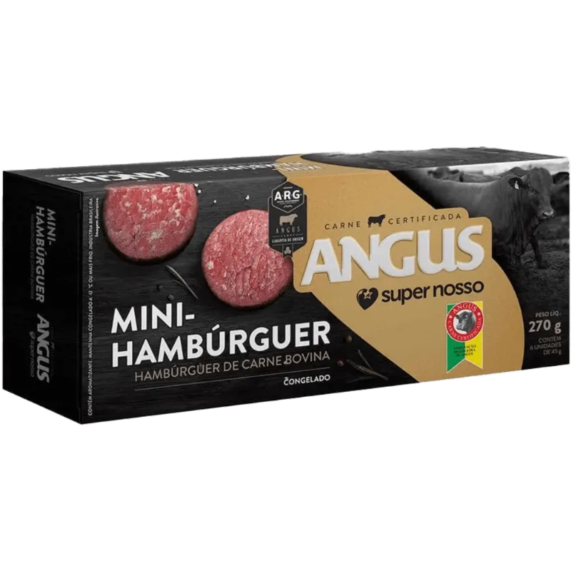 Mini Hamburguer Angus Tradicional Congelado Supernosso 270g