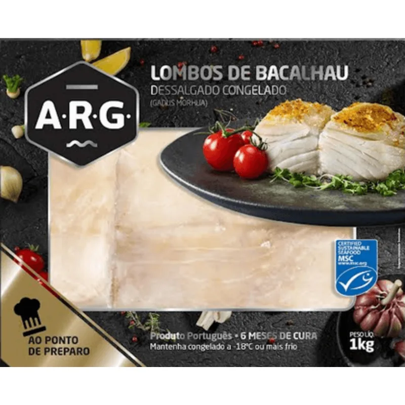 Lombo Bacalhau Gadus Morhua ARG Dessalgado Congelado 1Kg