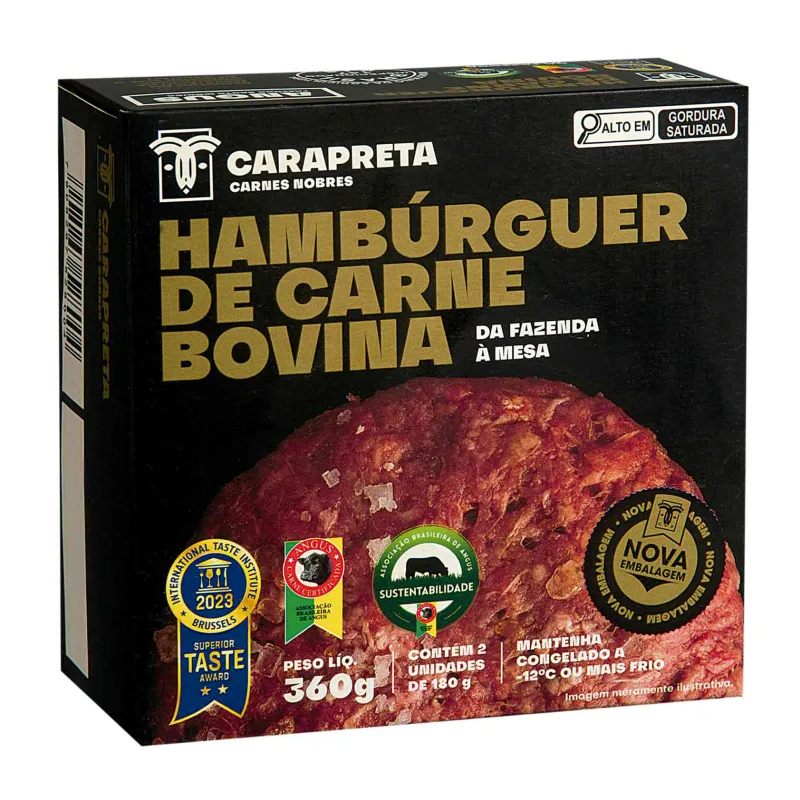 Hambúrguer de Carne Bovina Angus Congelado Carapreta 360g - Carapreta - Congelados
