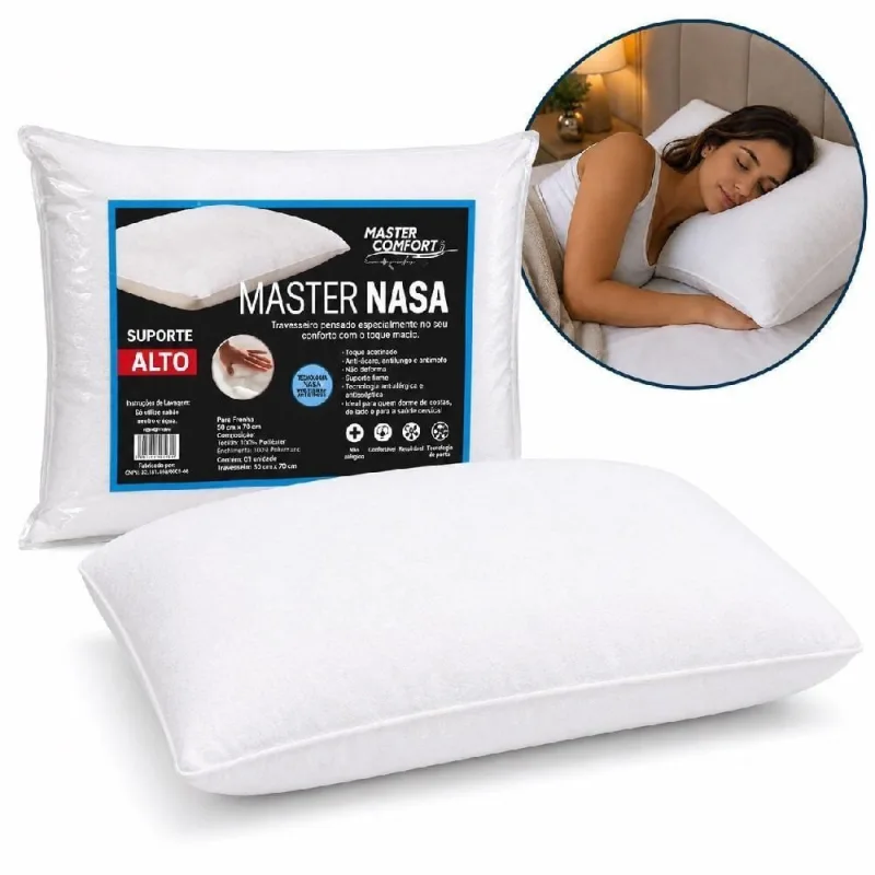 Travesseiro Master Anatômico Viscoelástico Suporte Alto Nasa Antialergico Comfort Branco - OUTRAS