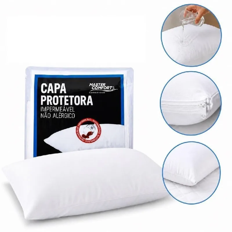 Capa Protetora para Travesseiro 70x50CM Impermeável com Zíper Antiálergica Lavável Tecido Respirável - OUTRAS