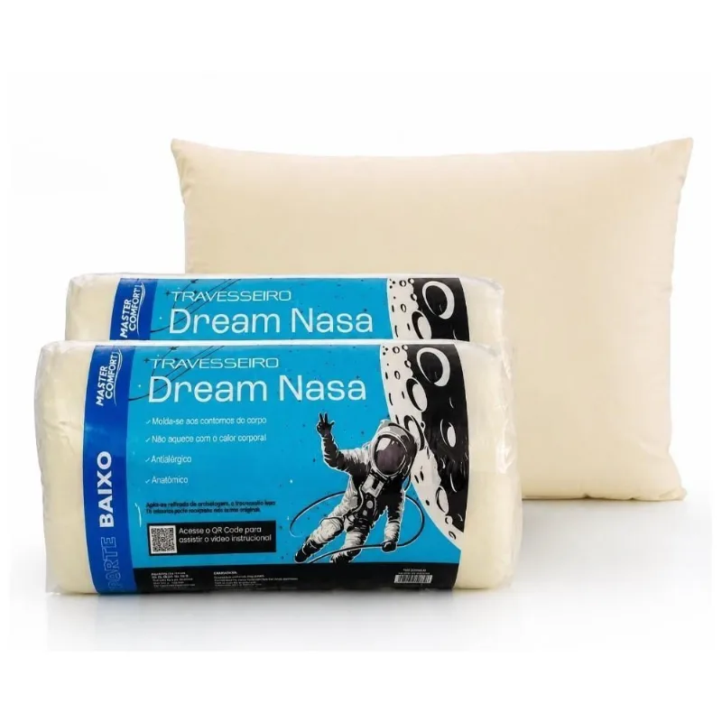 Kit 2 Travesseiros Dream NASA 50x70CM Viscoelástico Macio 10CM Yeet