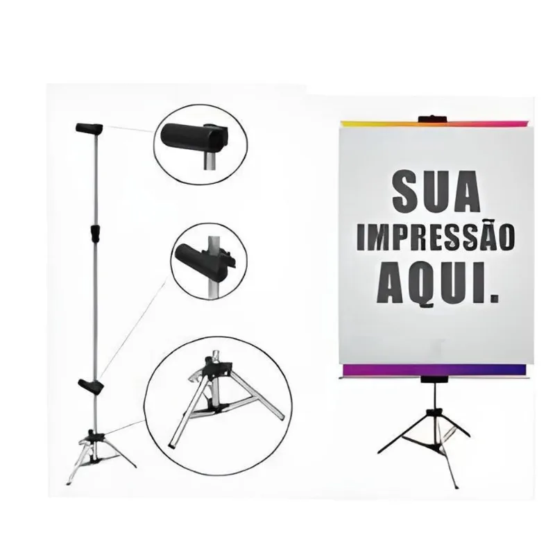 Suporte Para Porta Banner 2,20M Com Garra Pedestal Tripé