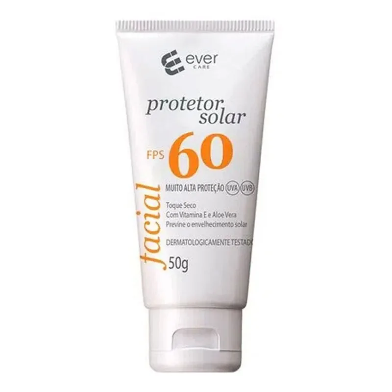 Protetor Solar Facial Ever Care Fps60 Sem Cor 50g - Ever Care