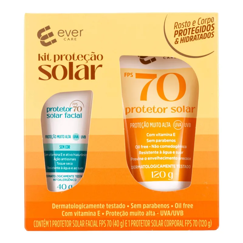 Kit Ever Care Protetor Solar Facial FPS 70 40g + Corporal FPS 70 120g - Ever Care