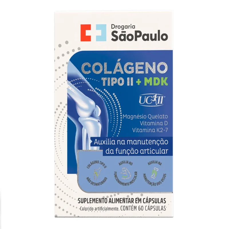 Colágeno Tipo II UC-II + MDK Drogaria São Paulo 60 Cápsulas - Drogaria São Paulo