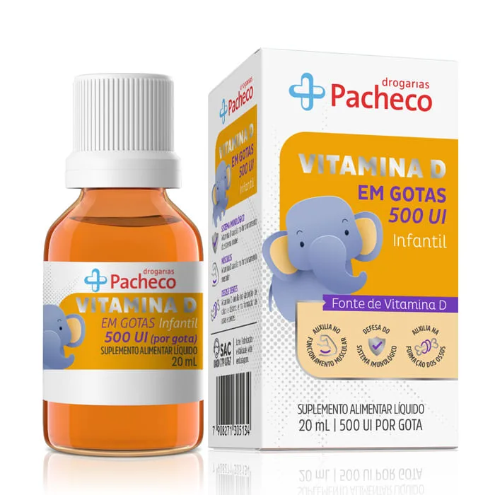 Vitamina D 500UI Drogaria Pacheco 20ml - Drogarias Pacheco