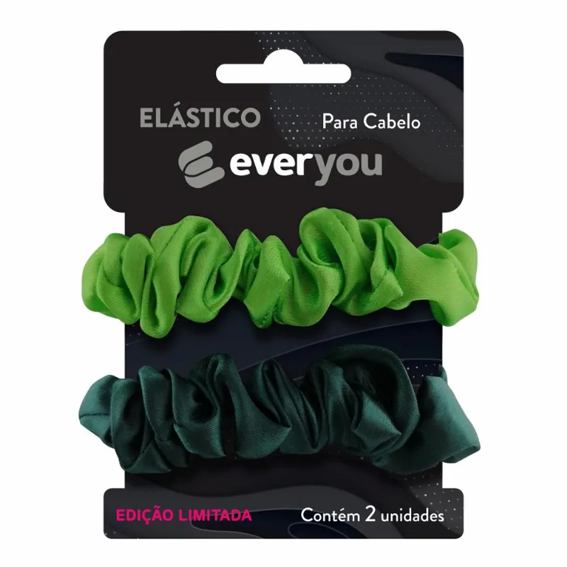 Scrunchie Para Cabelo Ever You Tecido Verde 2 Unidades
