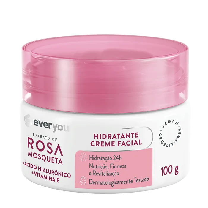 Creme Hidratante Facial Ever You Rosa Mosqueta + Ácido Hialurônico 100g - Ever You