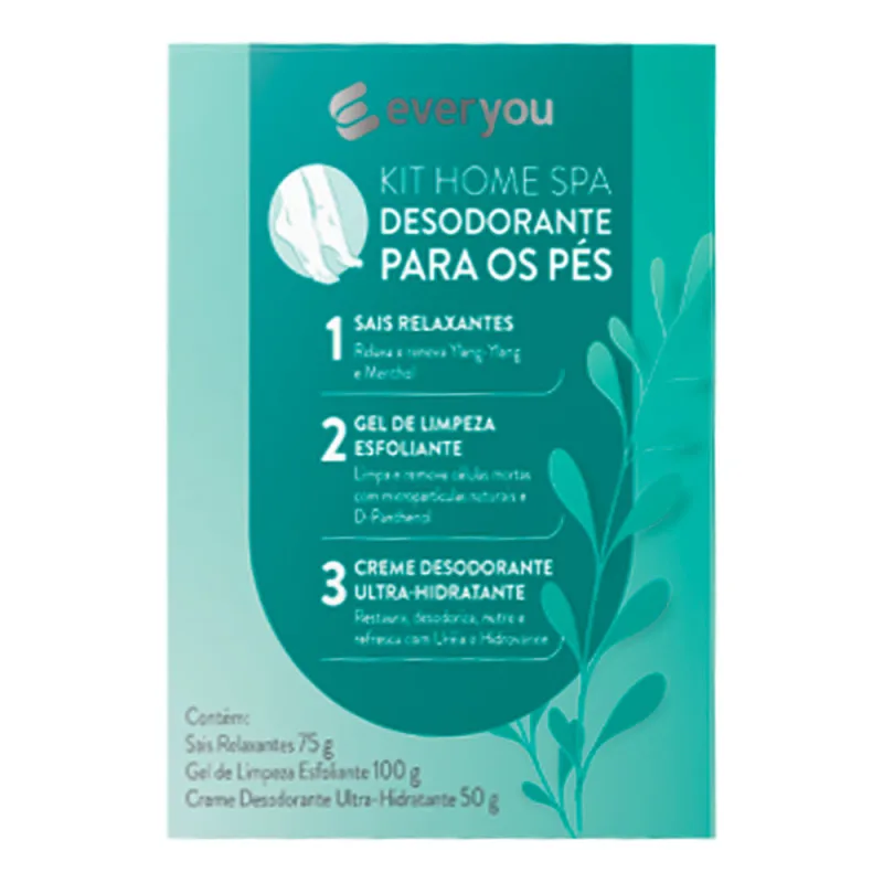 Kit Ever You Home SPA Dos Pés Sais Relaxantes 75g + Gel Esfoliante 100ml + Creme Hidratante 50g - Ever You - Outros
