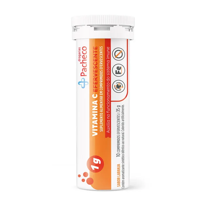 Vitamina C 1g Drogarias Pacheco 10 Comprimidos Efervescentes - Drogarias Pacheco - Vitamina