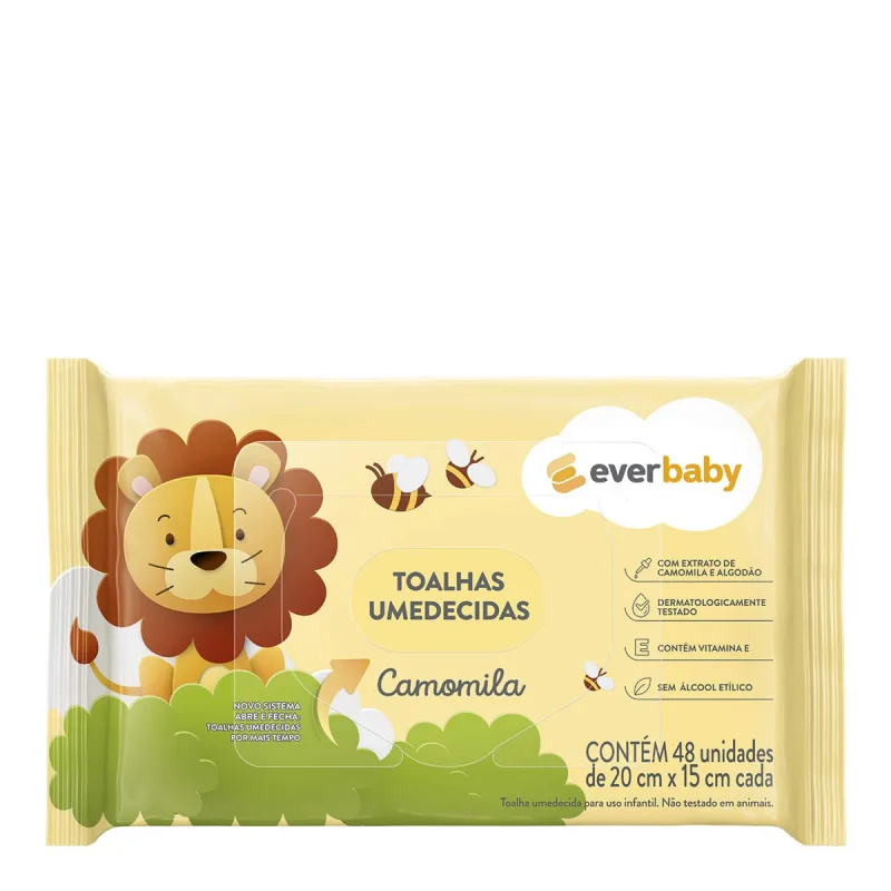 Toalhas Umedecidas Ever Baby Camomila 48 Unidades - Ever Baby - Lenço Umedecido
