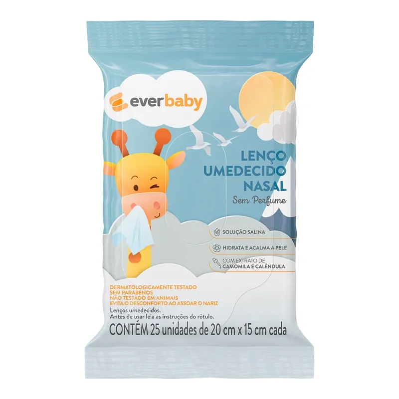 Lenço Umedecido Nasal Ever Baby Sem Perfume 25 Unidades - Ever Baby - Lenço Umedecido