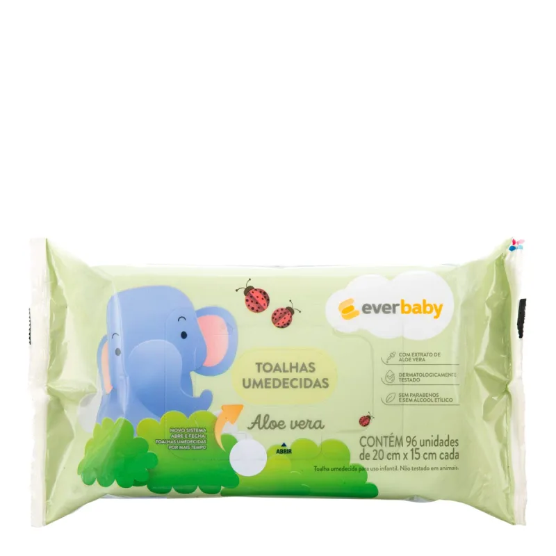 Toalhas Umedecidas Ever Baby Aloe Vera 96 Unidades - Ever Baby
