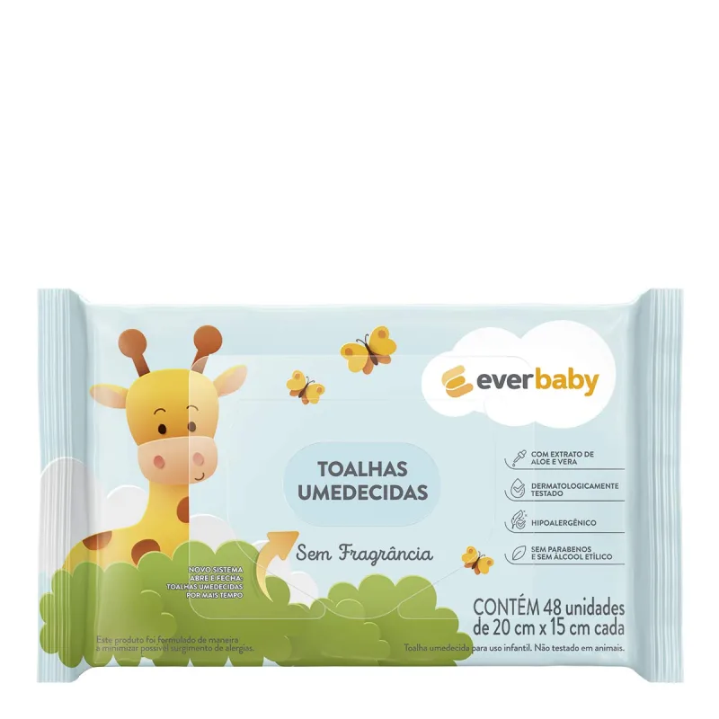 Toalhas Umedecidas Ever Baby Sem Fragrância 48 Unidades - Ever Baby