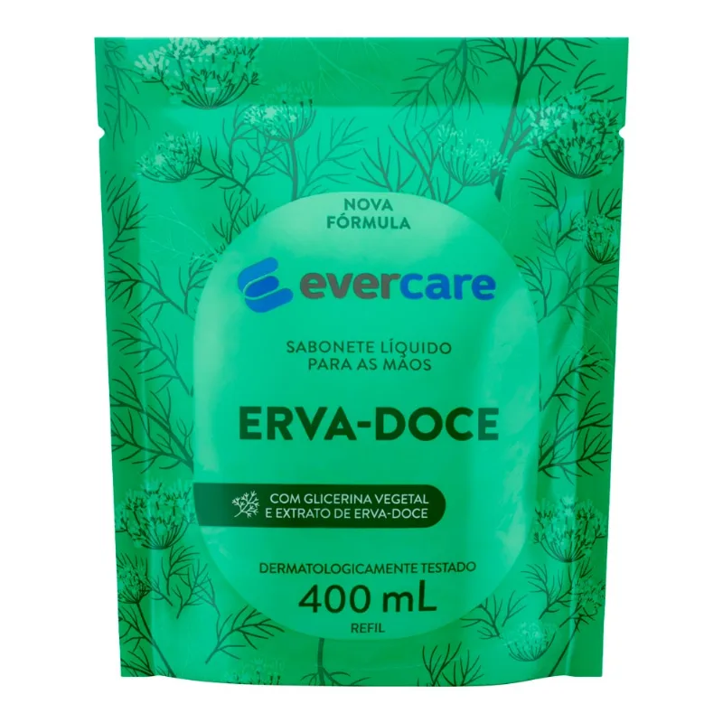 Sabonete Líquido Para As Mãos Ever Care Erva-Doce Refil 400ml
