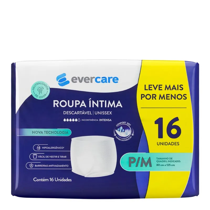 Roupa Íntima Ever Care P/M 16 Unidade