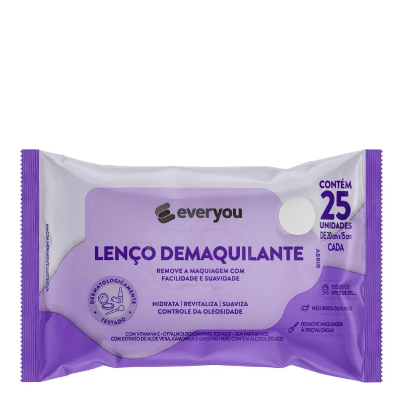 Lenço Umedecido Facial Ever You Demaquilante 25 Unidades - Ever You
