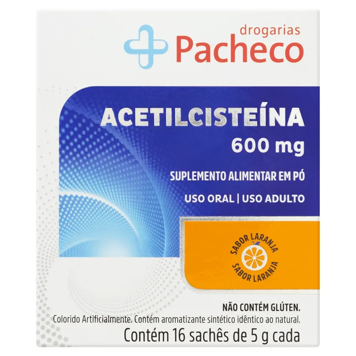 Suplemento Acetilcisteína 600mg Drogarias Pacheco 16 Sachês - Drogarias Pacheco