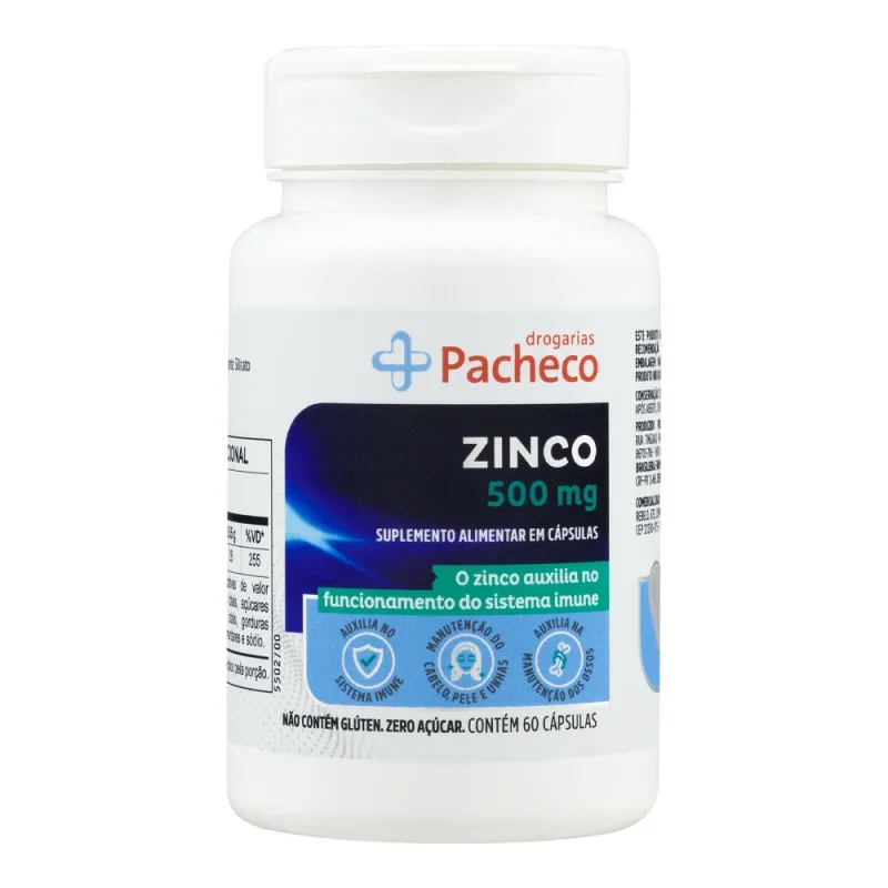 Zinco Drogarias Pacheco 60 Cápsulas - Drogarias Pacheco