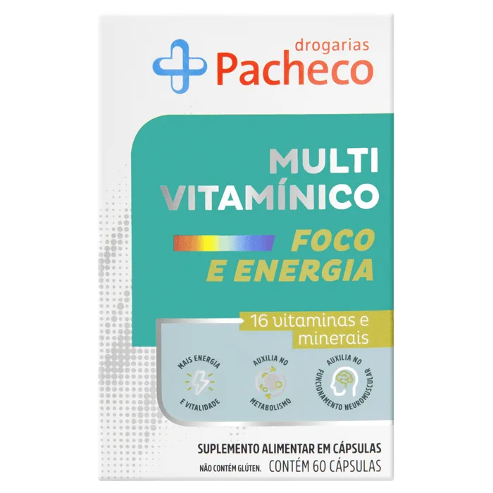 Multivitamínico Drogarias Pacheco Foco E Energia 60 Cápsulas - Drogarias Pacheco