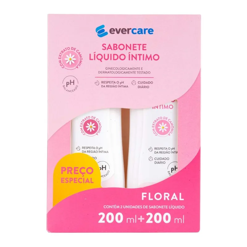 Kit Sabonete Líquido Íntimo Ever Care Floral 2 Unidades 200ml Cada