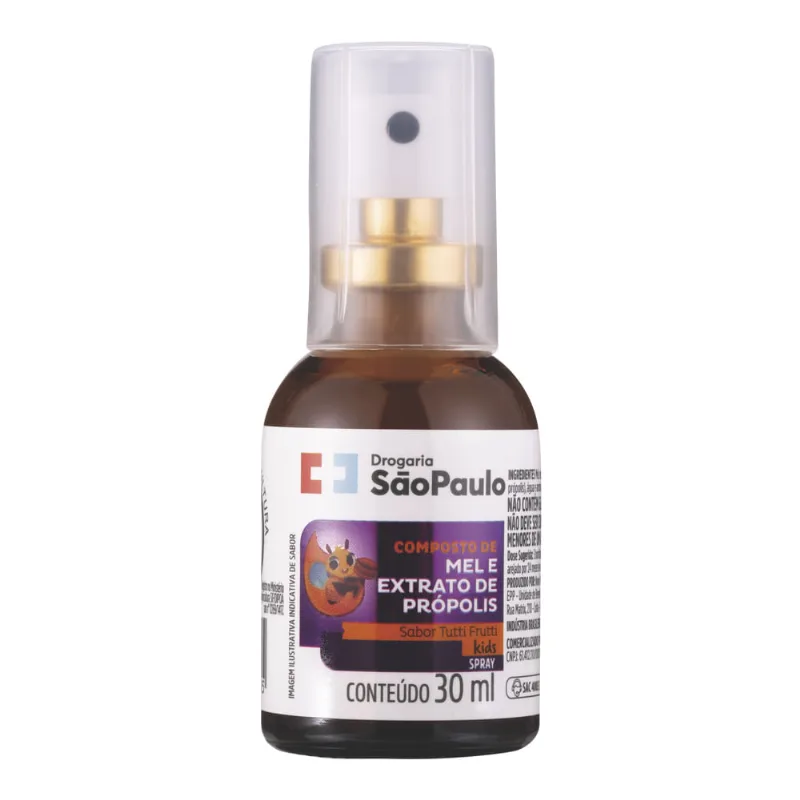 Spray Kids Mel e Própolis Drogaria São Paulo Sabor Tutti-Frutti 30ml