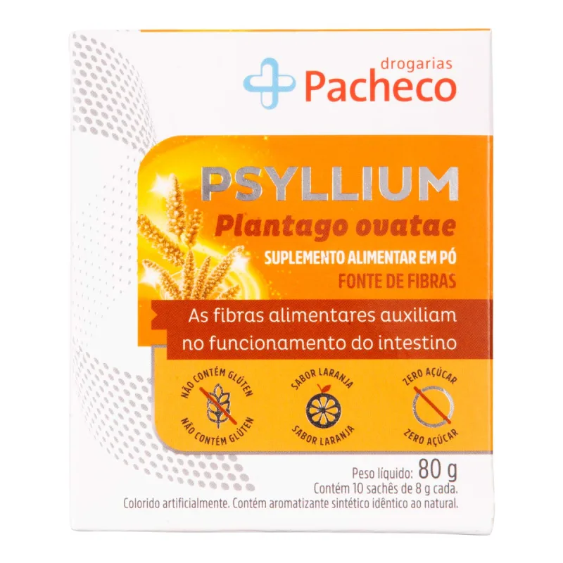 Fibra Psyllium Drogarias Pacheco 10 Sachês de 8g - Drogarias Pacheco