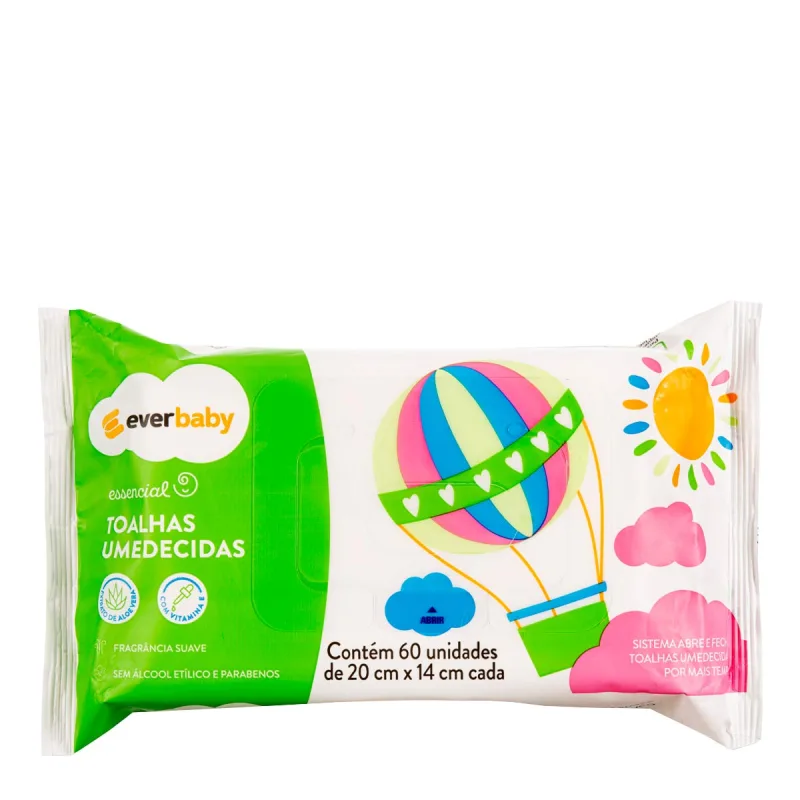 Toalhas Umedecidas Ever Baby Essencial 60 Unidades - Ever Baby