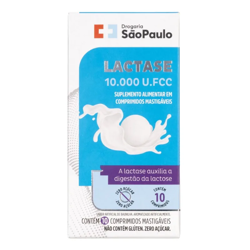 Suplemento Alimentar Lactase 10.000 Fcc Drogaria São Paulo 10 Comprimidos