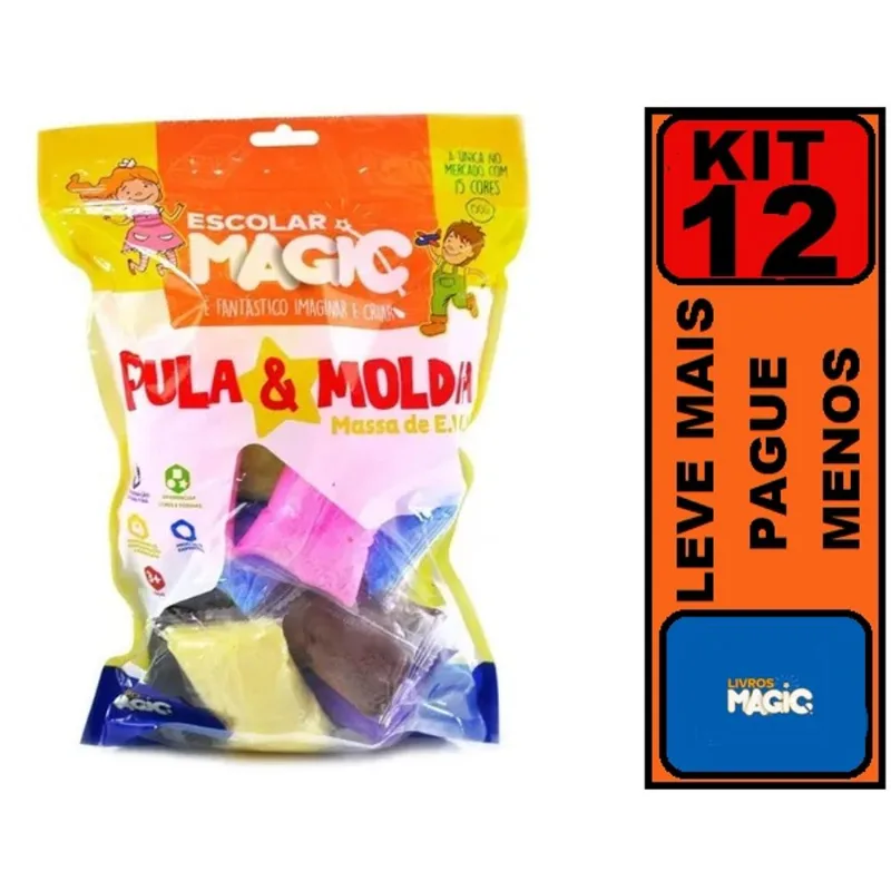 Kit 12 Pacote Massa De Eva Pula E Molda 15 Cores Diferentes