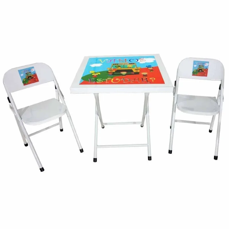 Conjunto Mesa De Ferro Infantil Dobrável 2 Cadeiras Açomix - Açomix