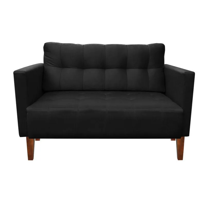 Sofá Retrô Namoradeira 2L Livia Suede Preto - DRossi - Móveis