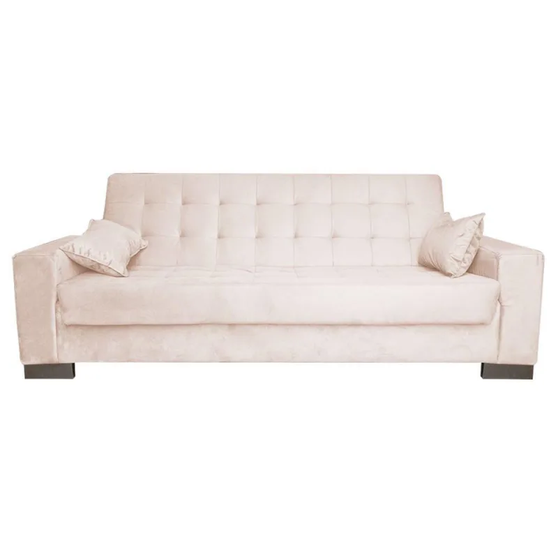 Sofá Cama 2L P/ Sala de Estar Lisboa Suede Bege - DRossi