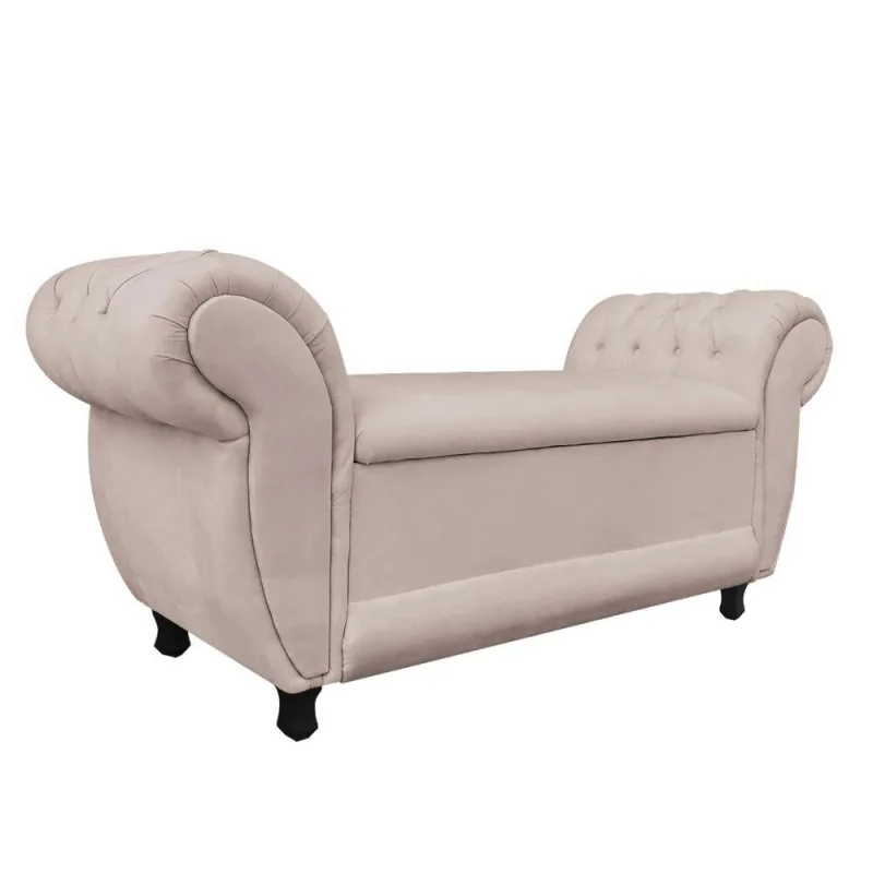 Recamier com Baú Grécia Suede Bege - DRossi