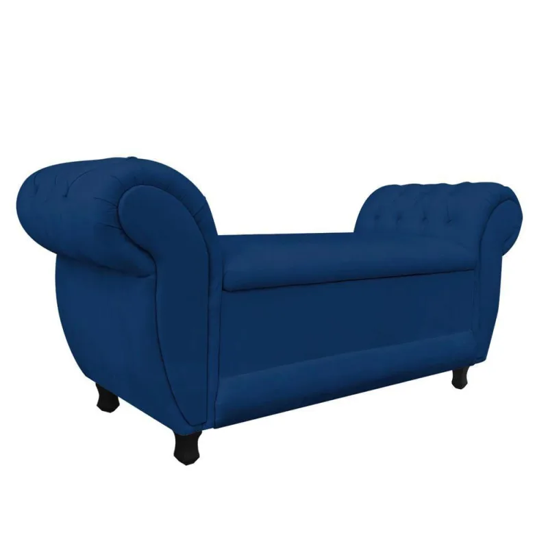 Recamier com Baú Grécia Suede Azul Marinho - DRossi - Colchões